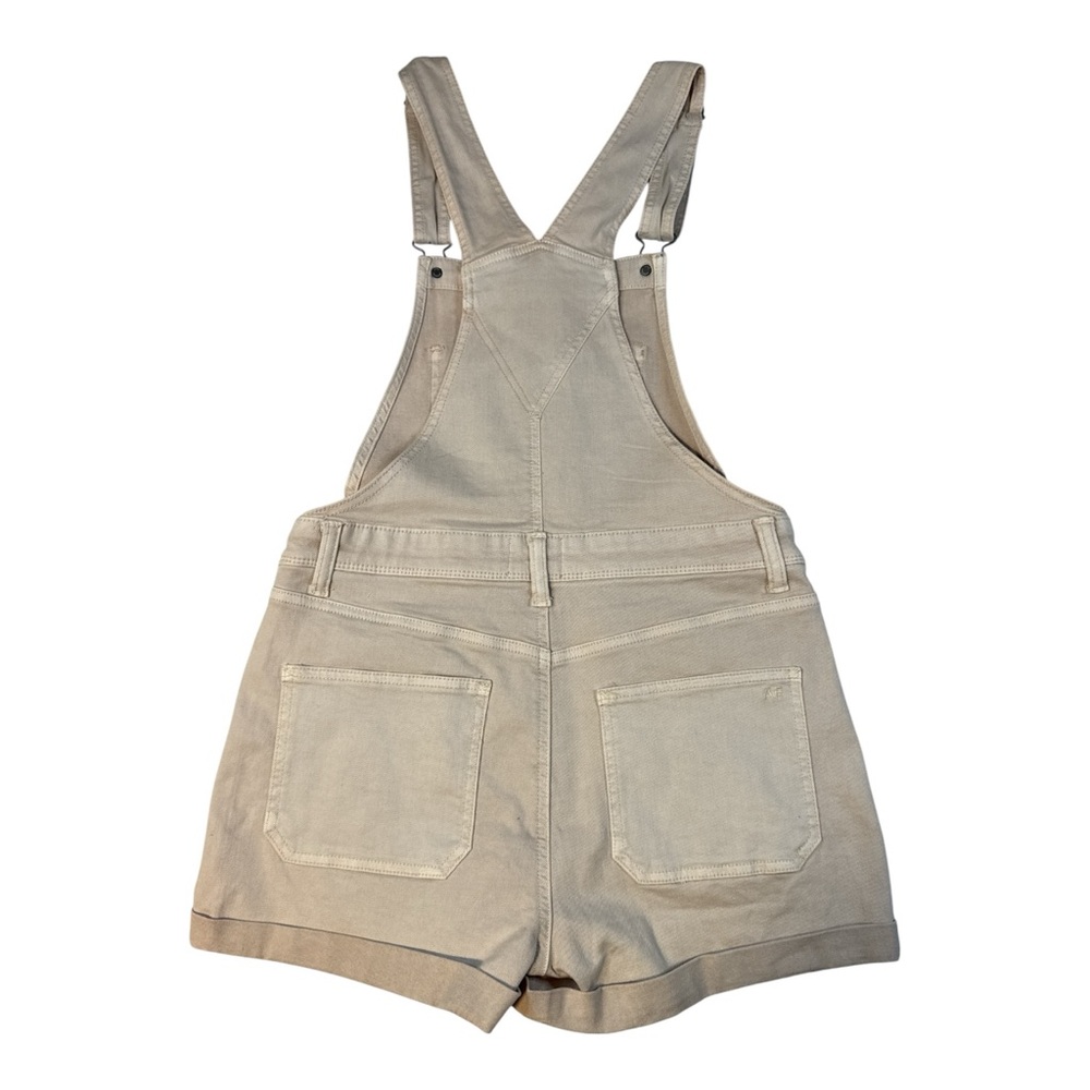 American Eagle Womens Shortalls Small Beige Denim Overall Shorts NWT - Picture 2 of 9